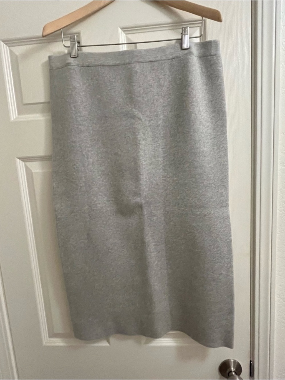 Sleek Light Gray Midi Pencil Skirt - Picture 1 of 4